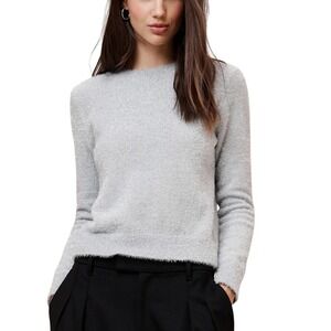Banana Republic Womens Silver Metallic Eyelash Knit Sweater Shimmer Pullover L
